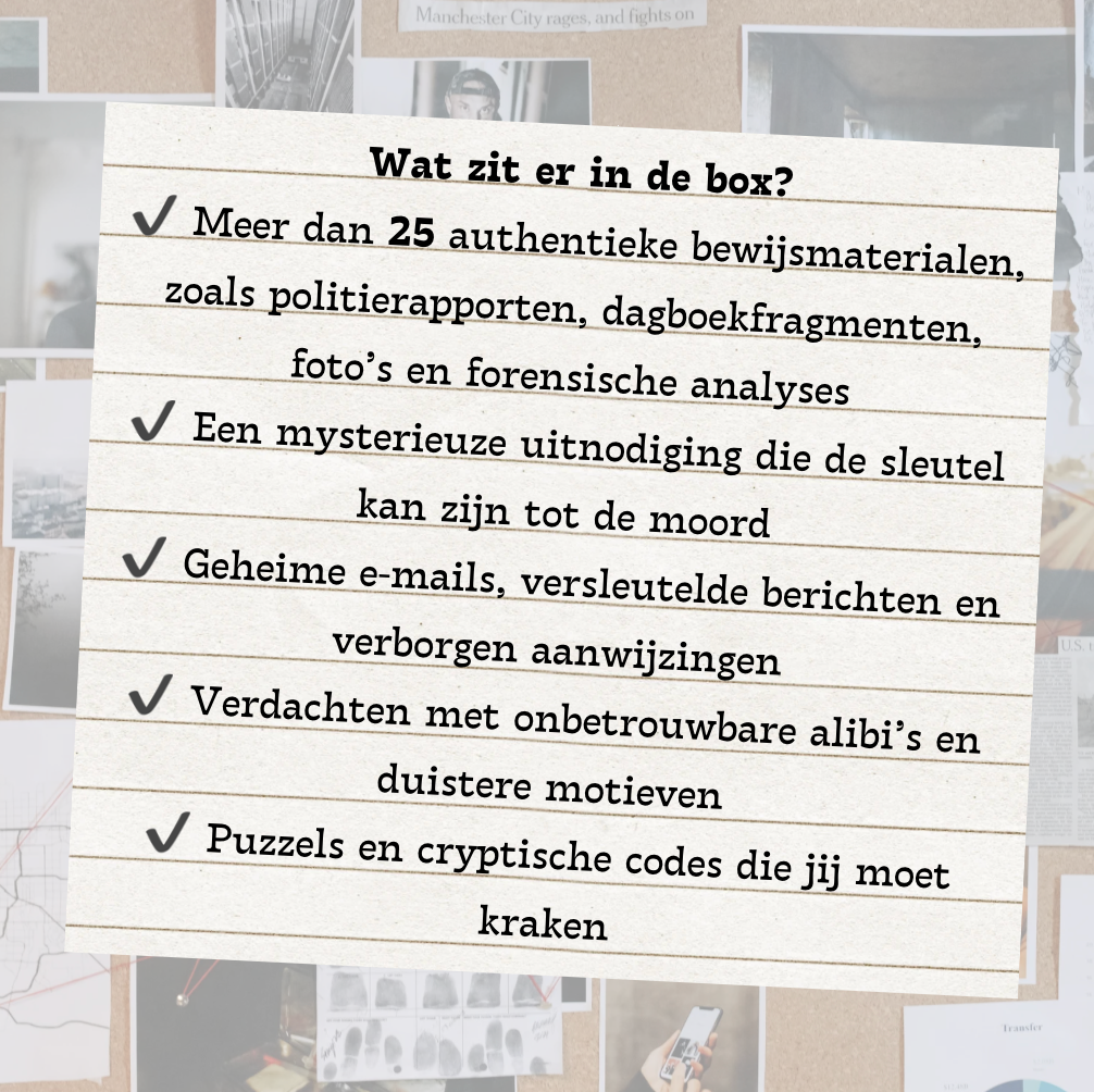 Escape room spel Zwijgplicht Cold Case dossier 